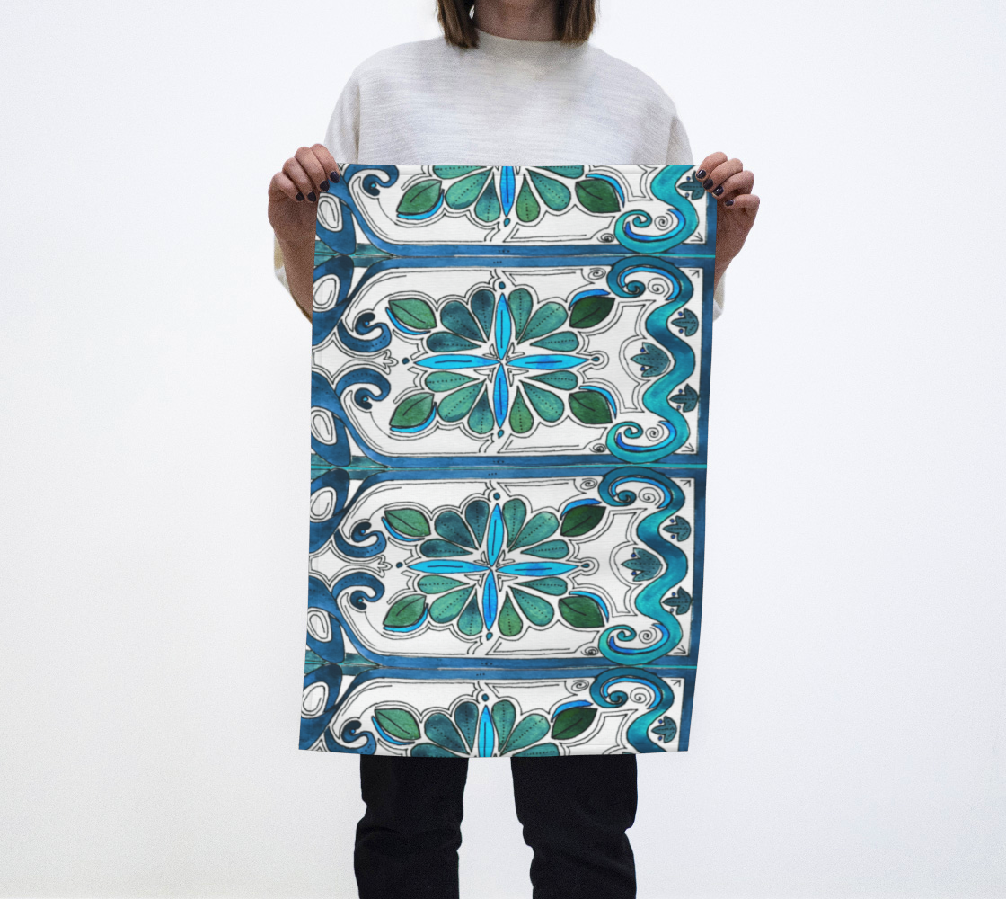 Turquoise Art Nouveau II Tea Towel preview #1