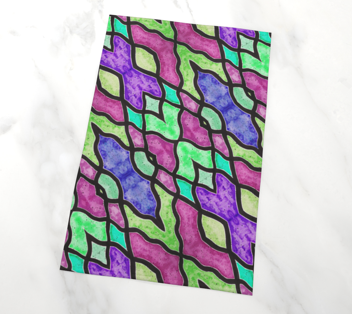 Purple and Green Ziggity II Tea Towel preview #2