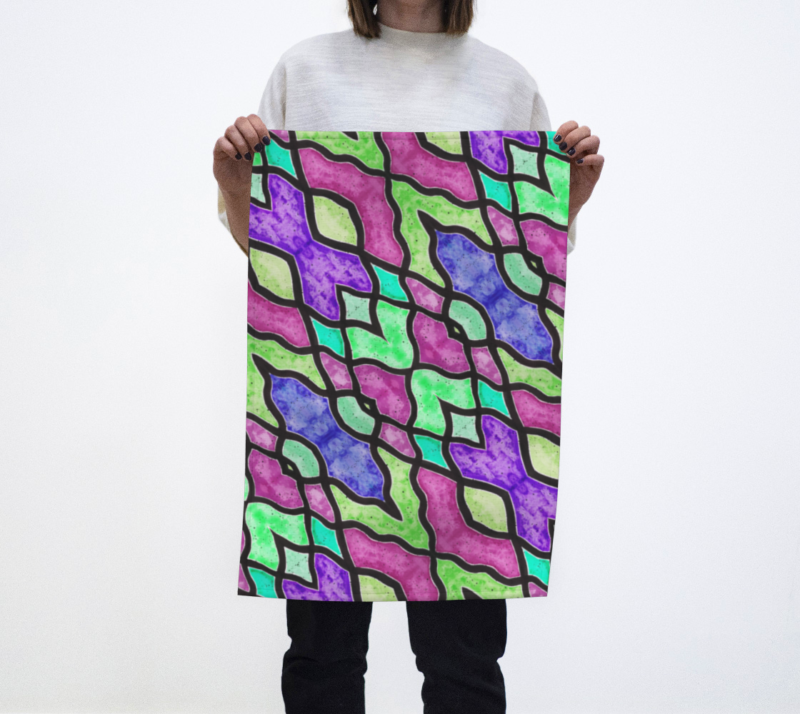 Purple and Green Ziggity II Tea Towel preview #1