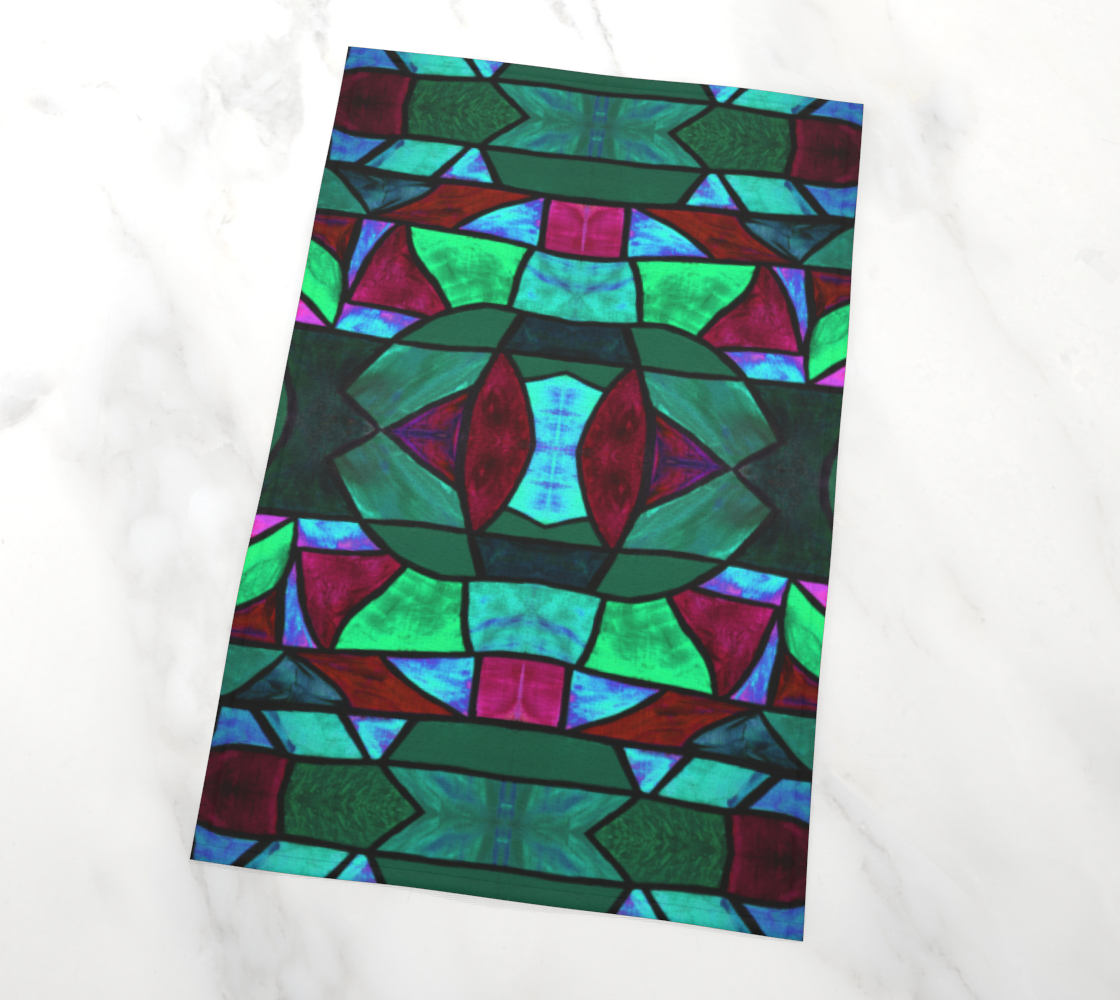 Rose Garden Stained Glass II Tea Towel preview #2