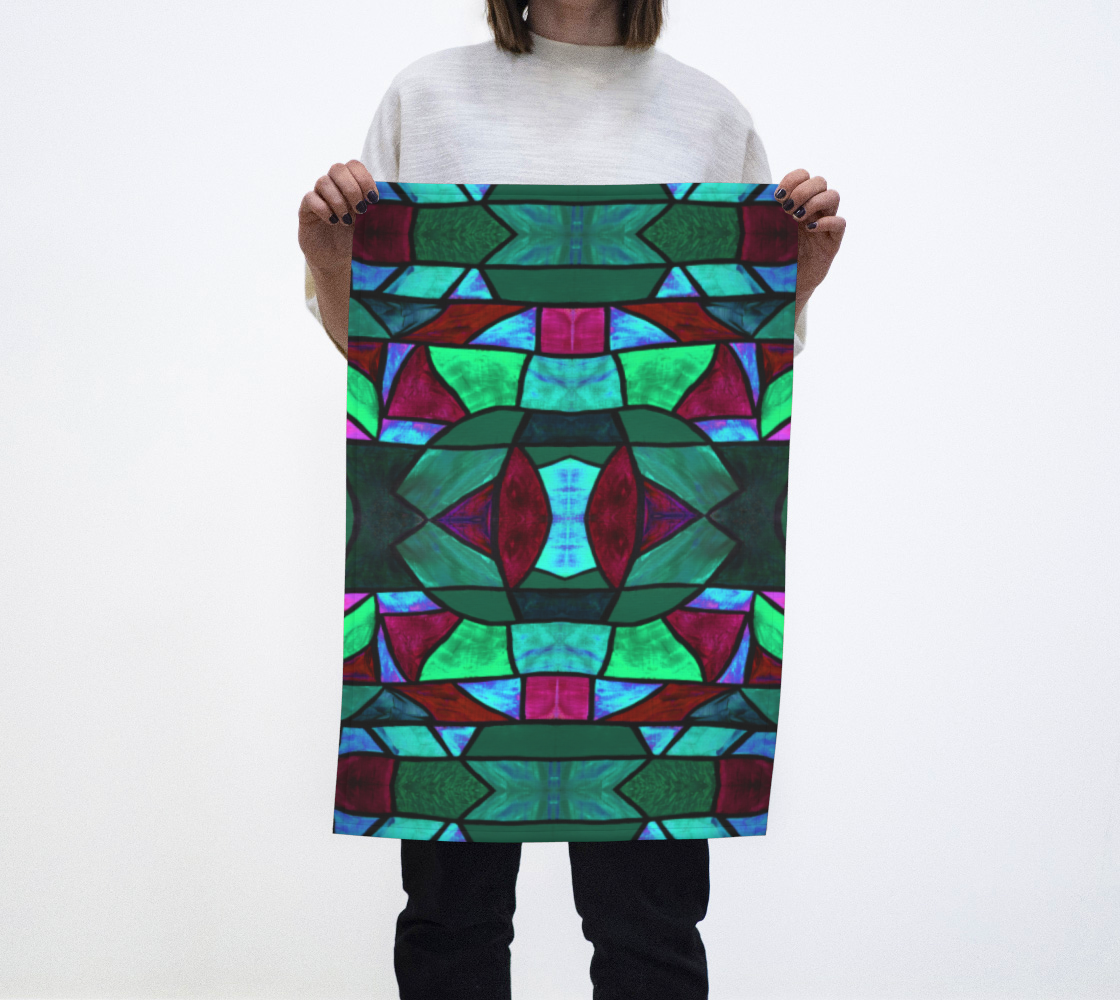 Rose Garden Stained Glass II Tea Towel preview