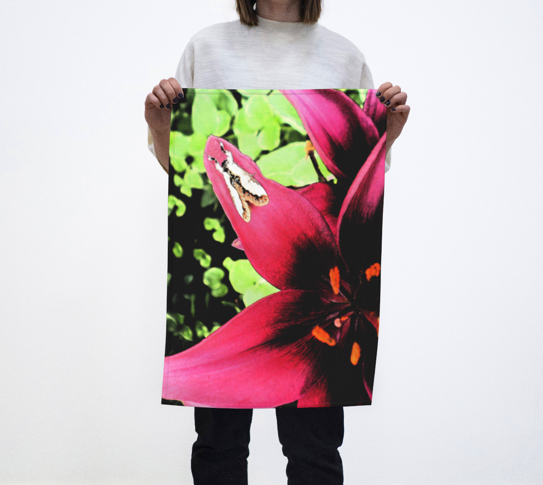 Red Lily & Moth Tea Towel preview