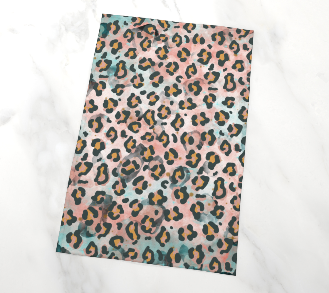 Cotton Candy Leopard print tea towel preview #2