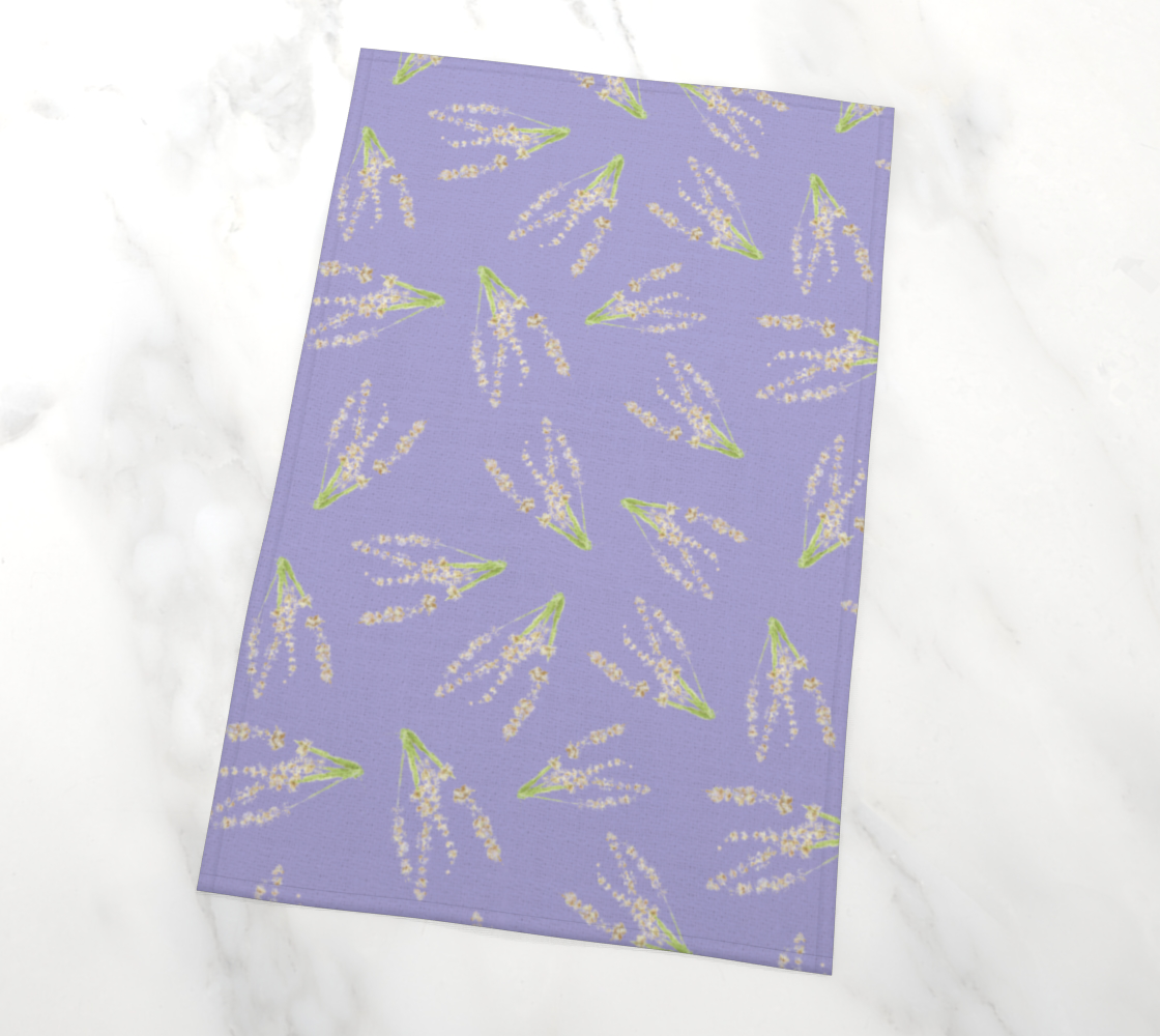Tea Towel * Abstract Floral Kitchen Linens * Purple Lavender Watercolor Impressions thumbnail #3