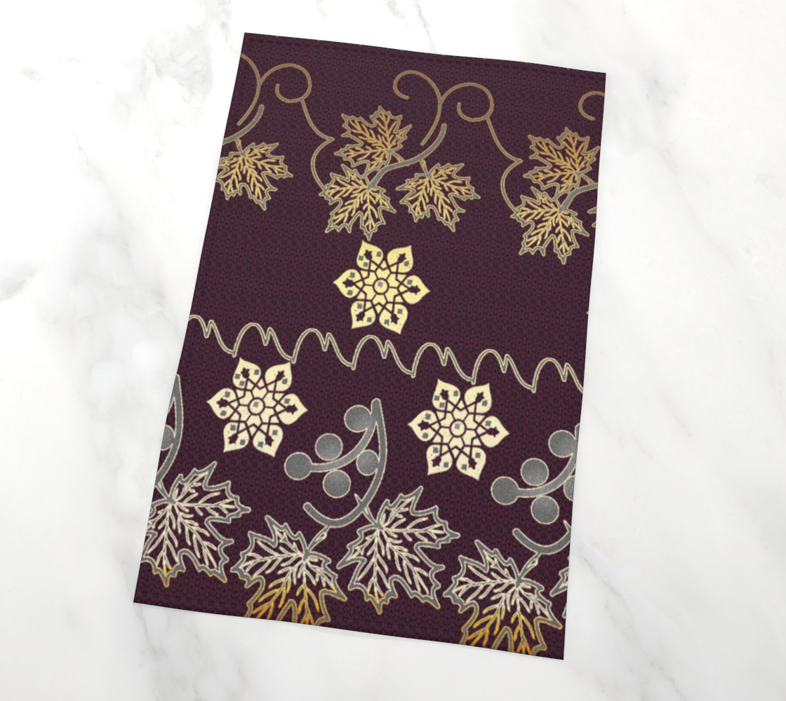 golden floral pattern on lilac background preview #2