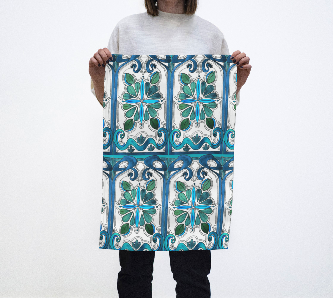 Turquoise Art Nouveau Tea Towel preview