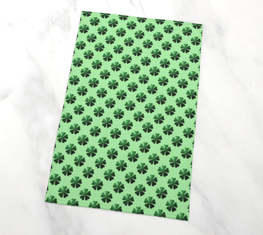 Dark Green glitter sparkles Shamrock Clover pattern preview #2