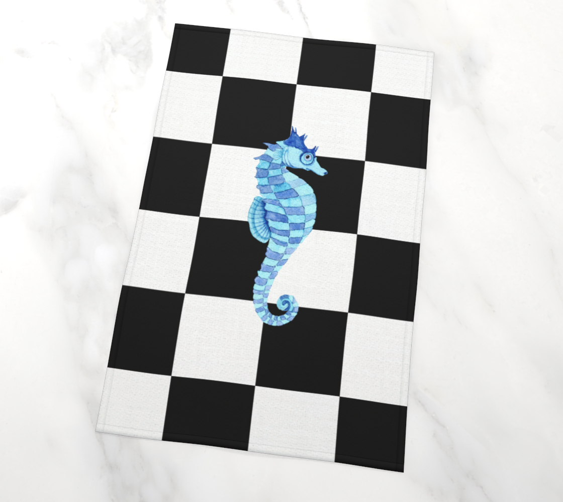 Blue Seahorse Chess Tea Towel preview #2