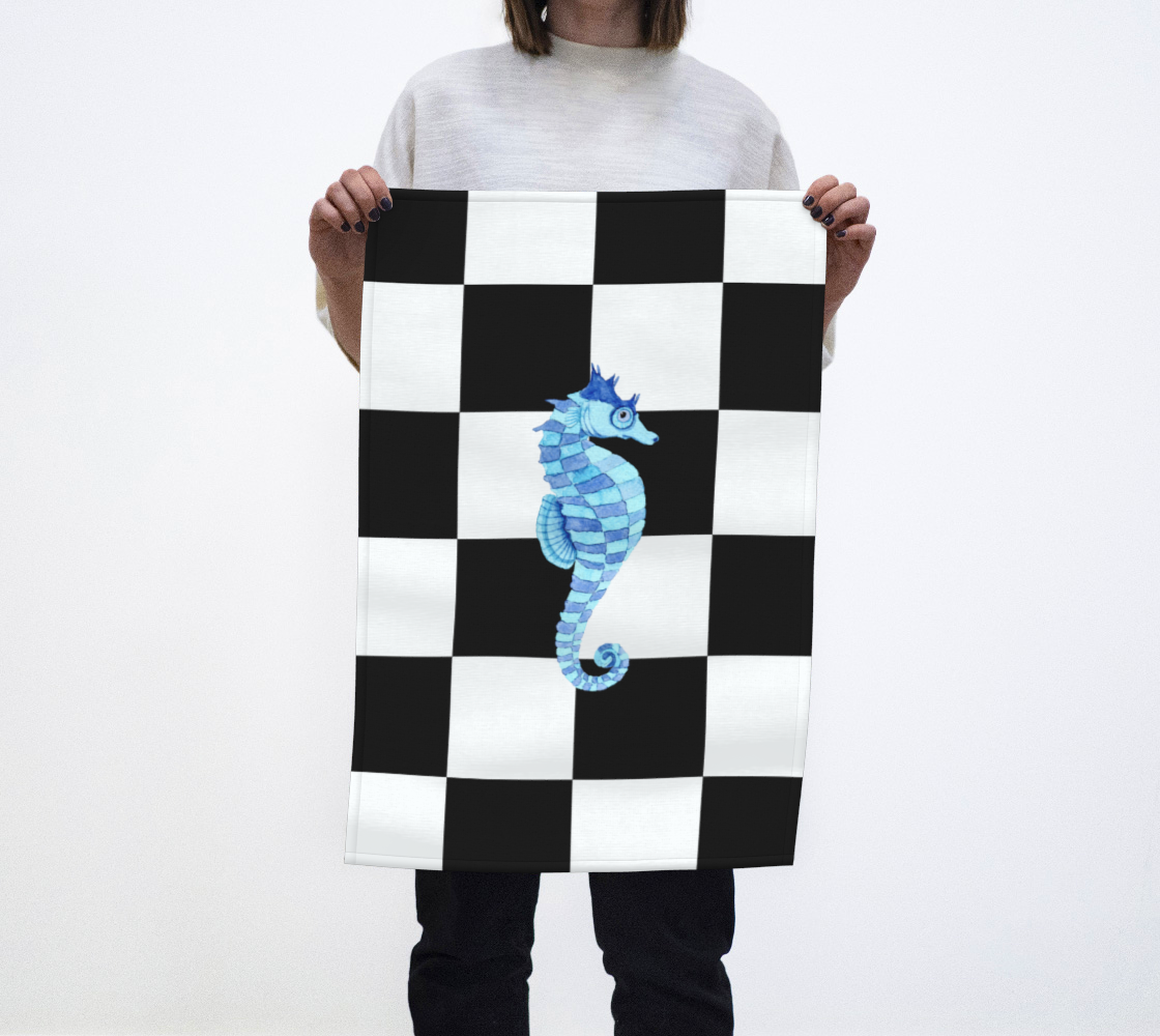 Blue Seahorse Chess Tea Towel preview #1