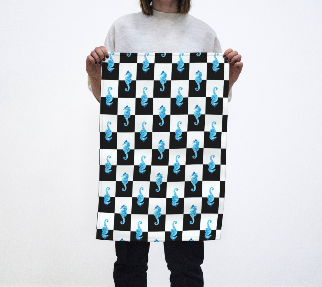 Blue Seahorse Chess Tea Towel II preview