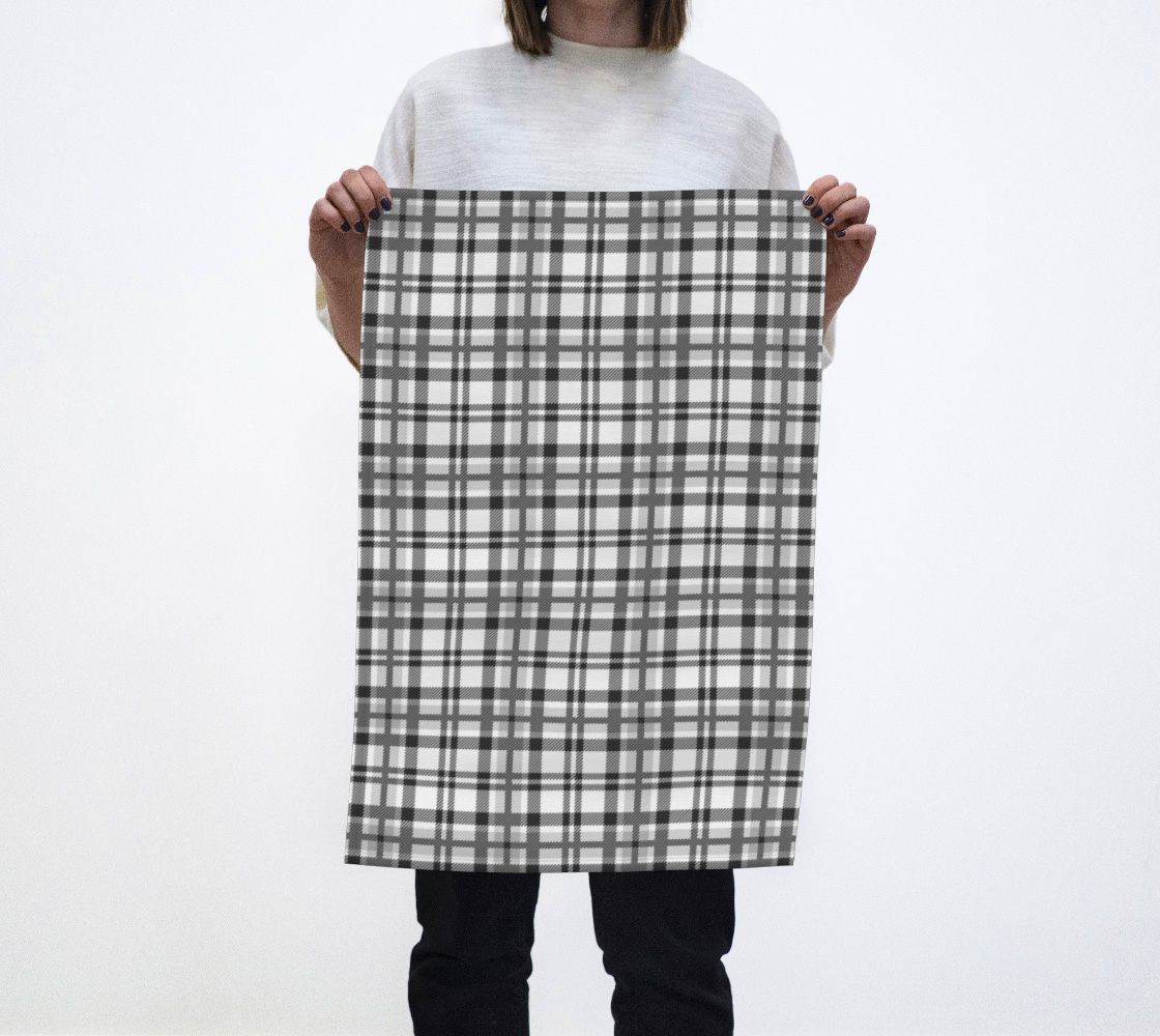 Tartan - Black & White Tea Towel preview