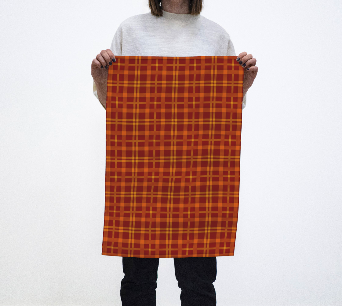 Tartan - Orange Brick Red Tea Towel preview