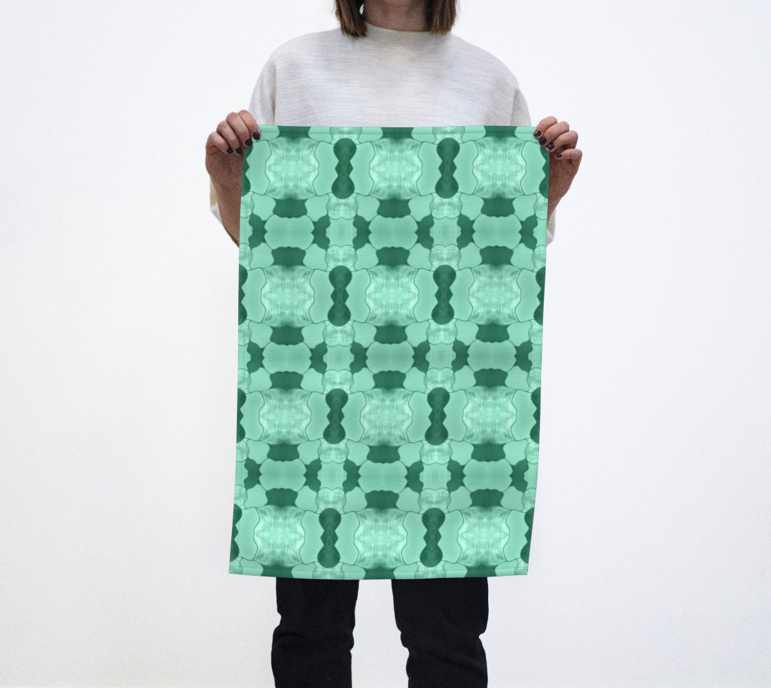 Lime Patchwork Tea Towel 3D preview