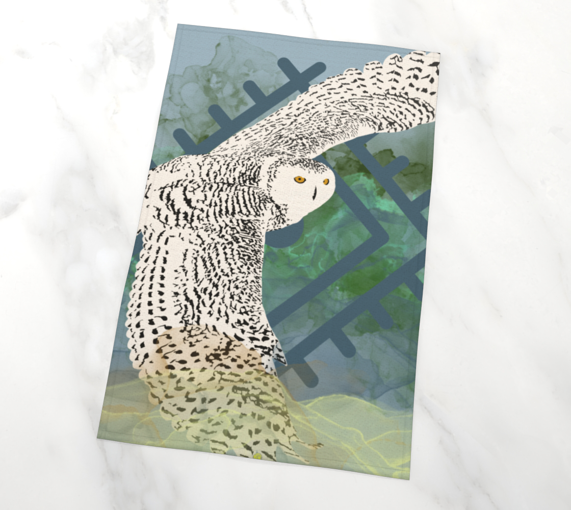 snowy owl in flight with rune Miniature #3