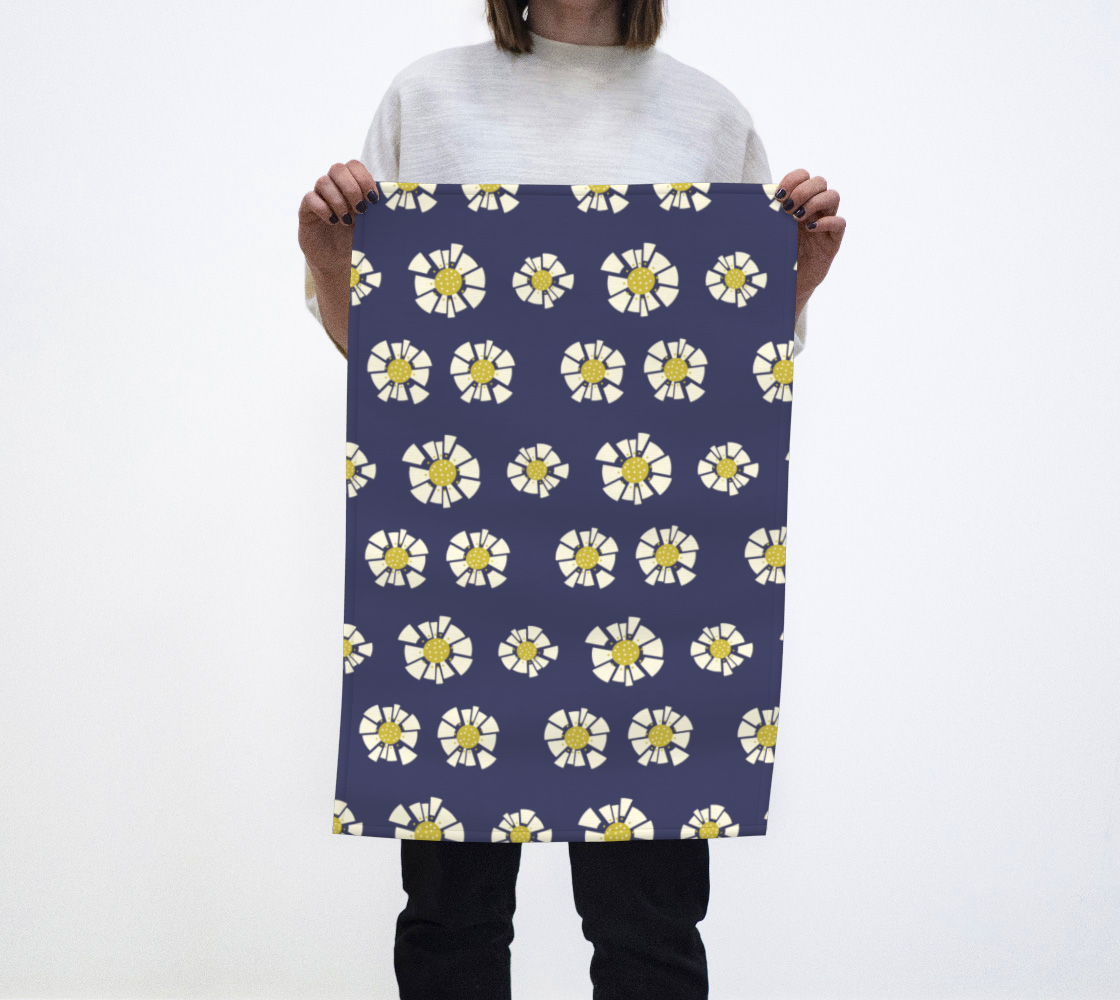 Sunflowers Blue Tea Towel preview