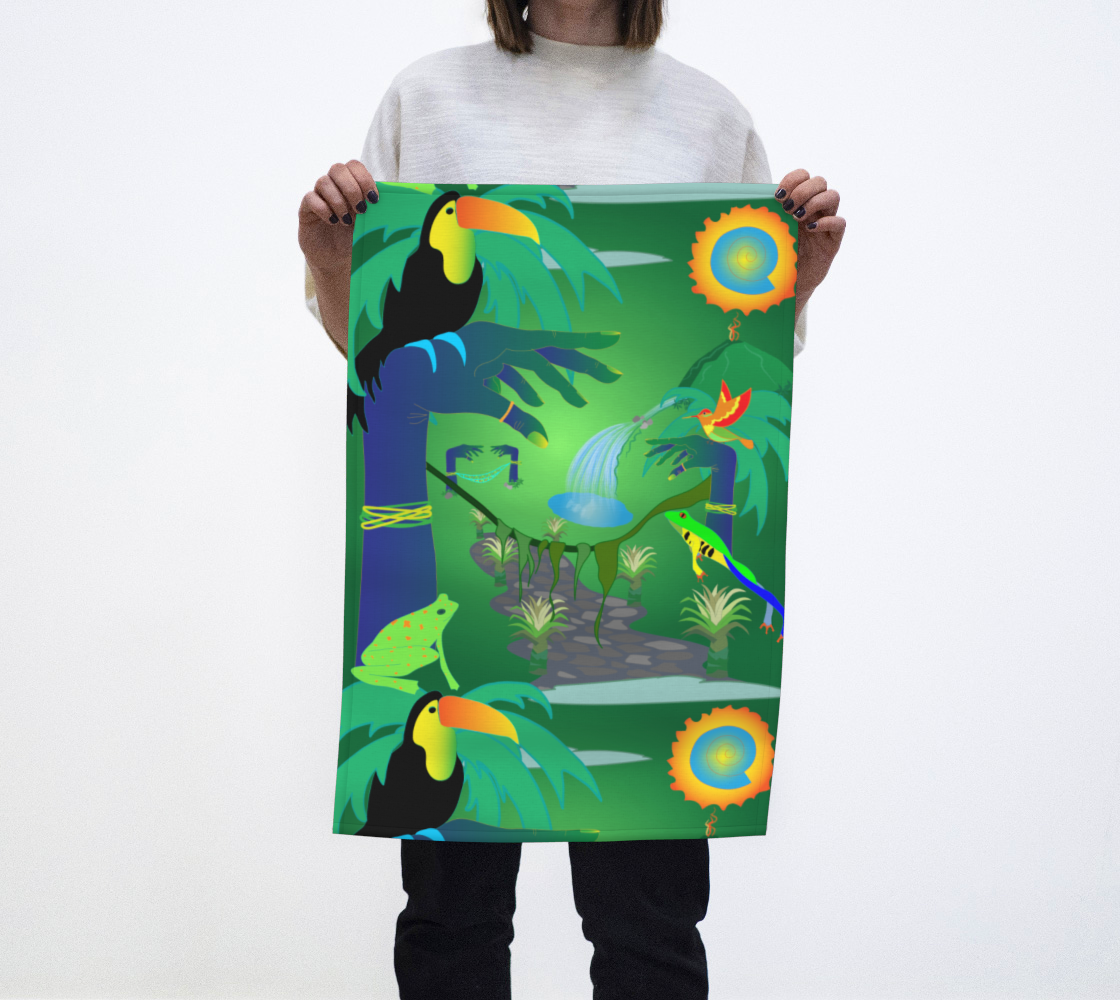 Surreal tropical forest tea towel preview