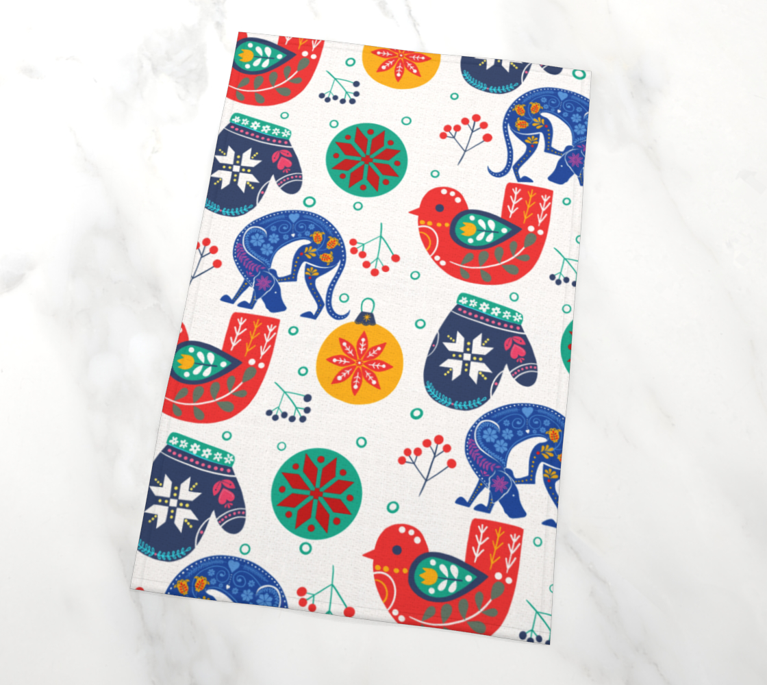 Aperçu de Scandinavian Weimaraner Holidays tea towel #2