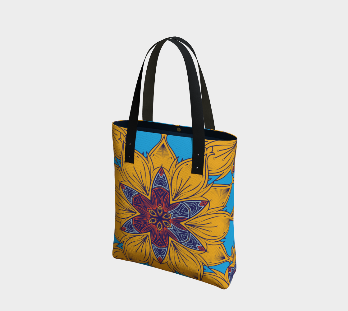 Marigold Floral Mandala Tote Bag preview