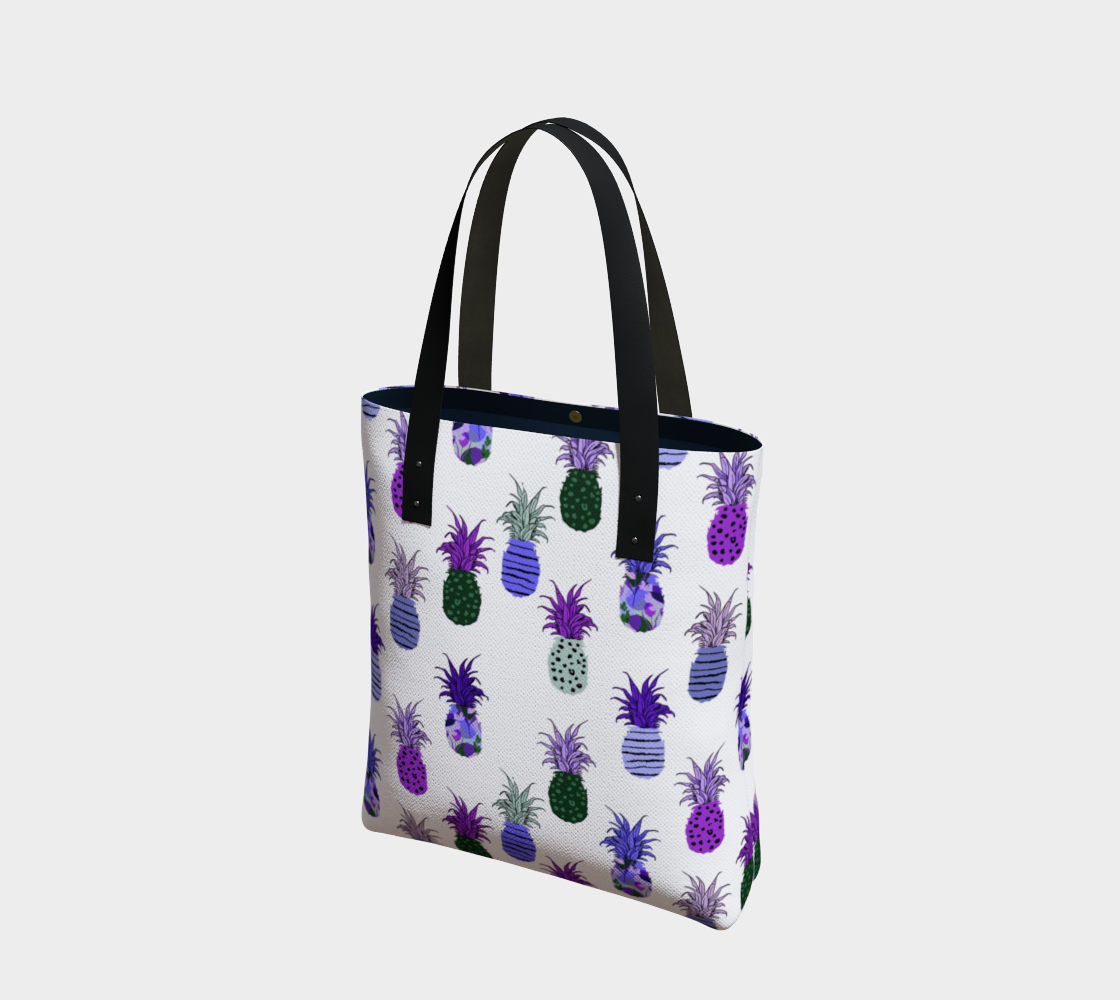 Boho Pineapples In Purple And Green Hues Tote Bag preview #1