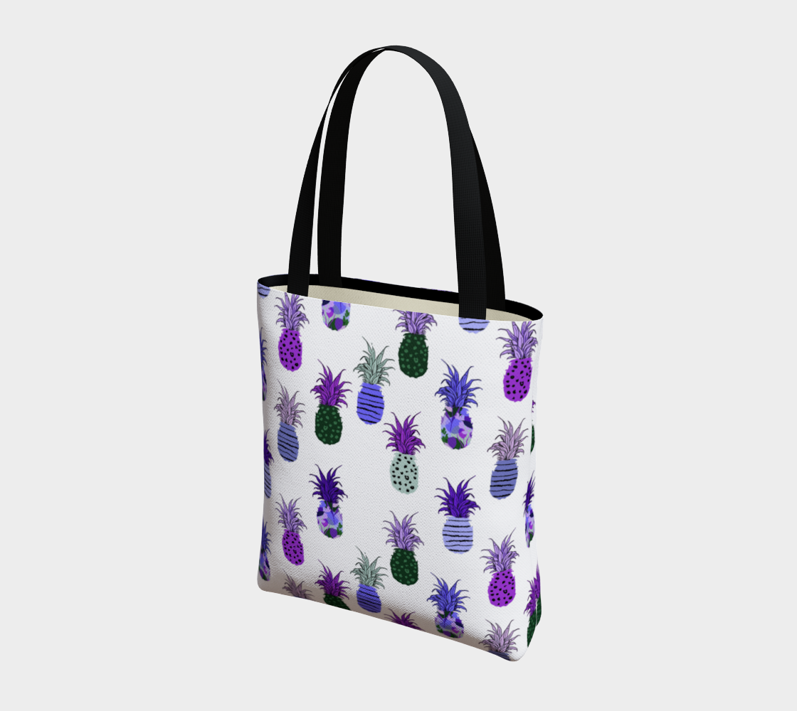 Boho Pineapples In Purple And Green Hues Tote Bag preview #3