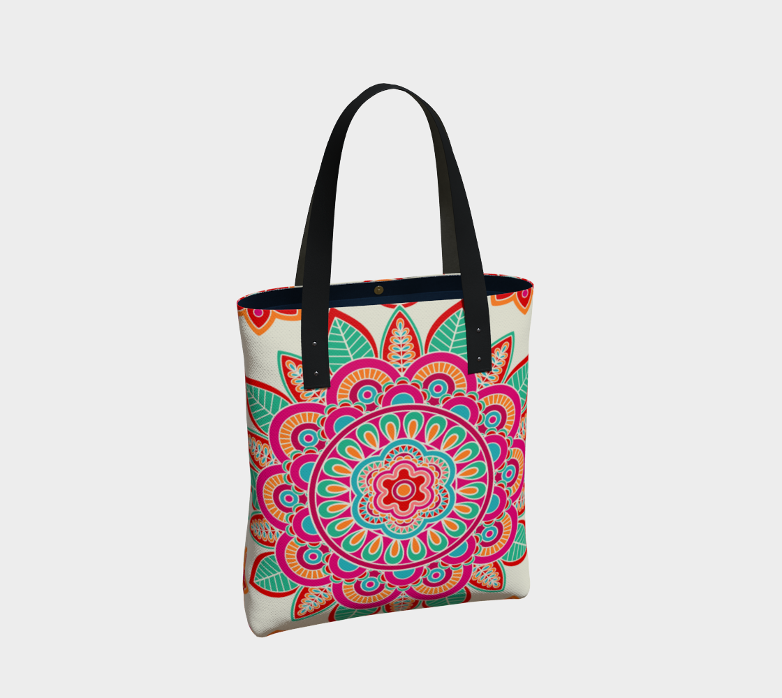 Colorful Summer Floral Mandala Tote Bag thumbnail #3