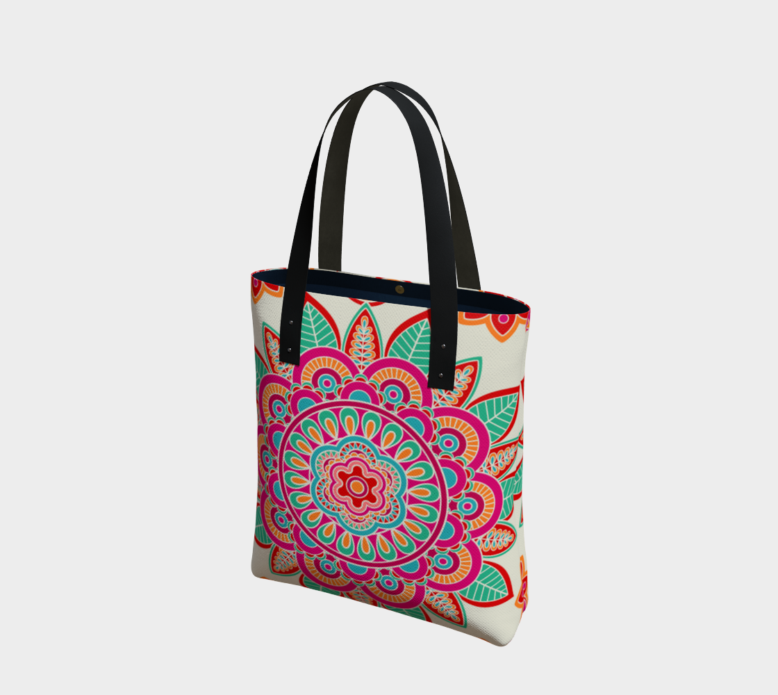 Colorful Summer Floral Mandala Tote Bag preview