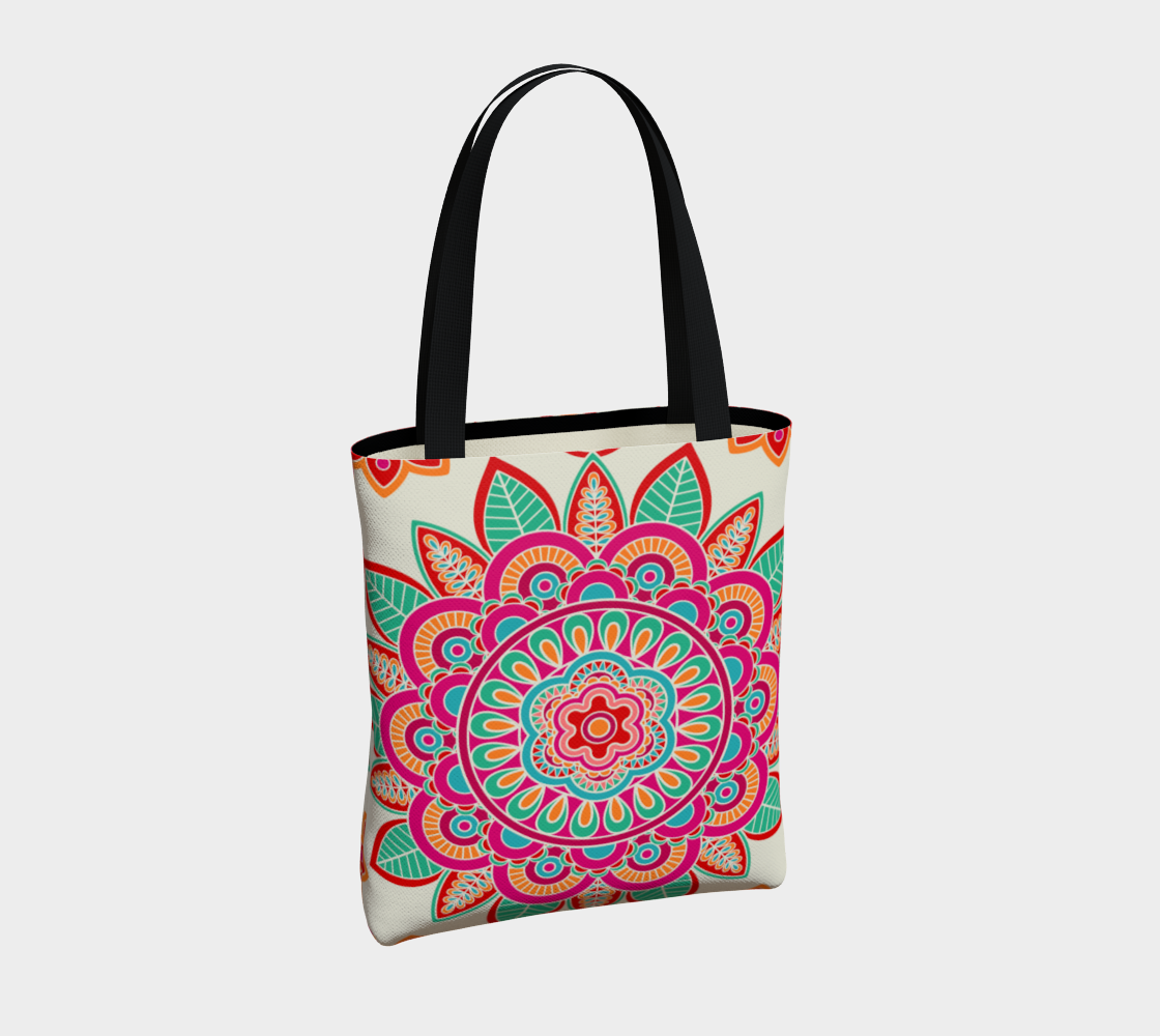 Colorful Summer Floral Mandala Tote Bag thumbnail #5