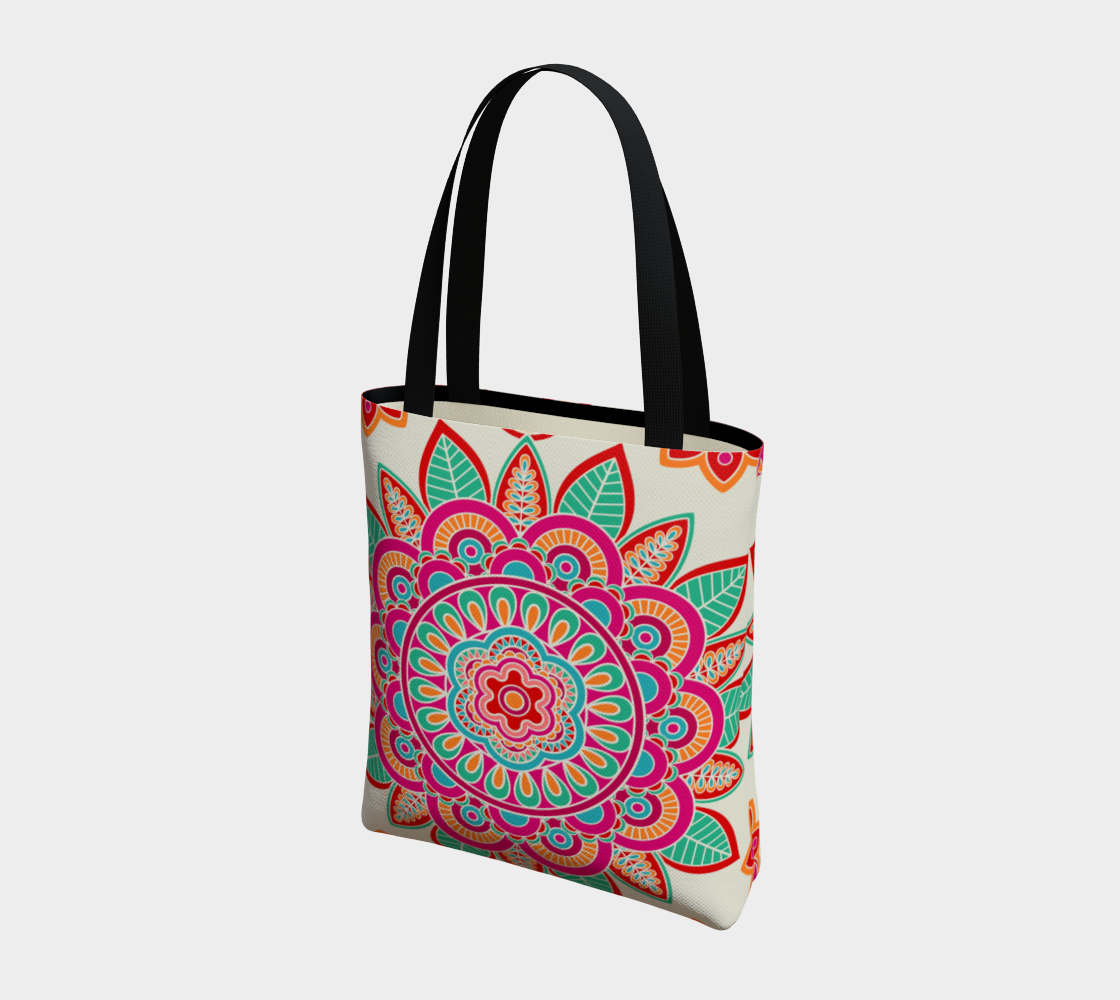 Colorful Summer Floral Mandala Tote Bag preview #3