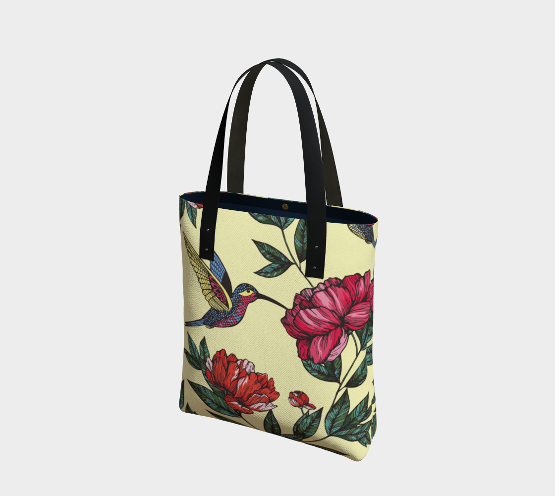 Hummingbird Among Flowers Tote Bag 3D preview