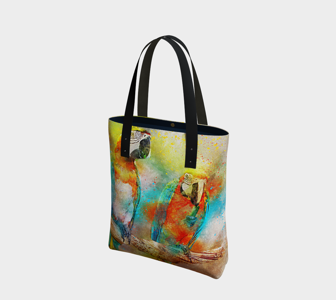 Colorful Watercolor Parrots Tote Bag preview