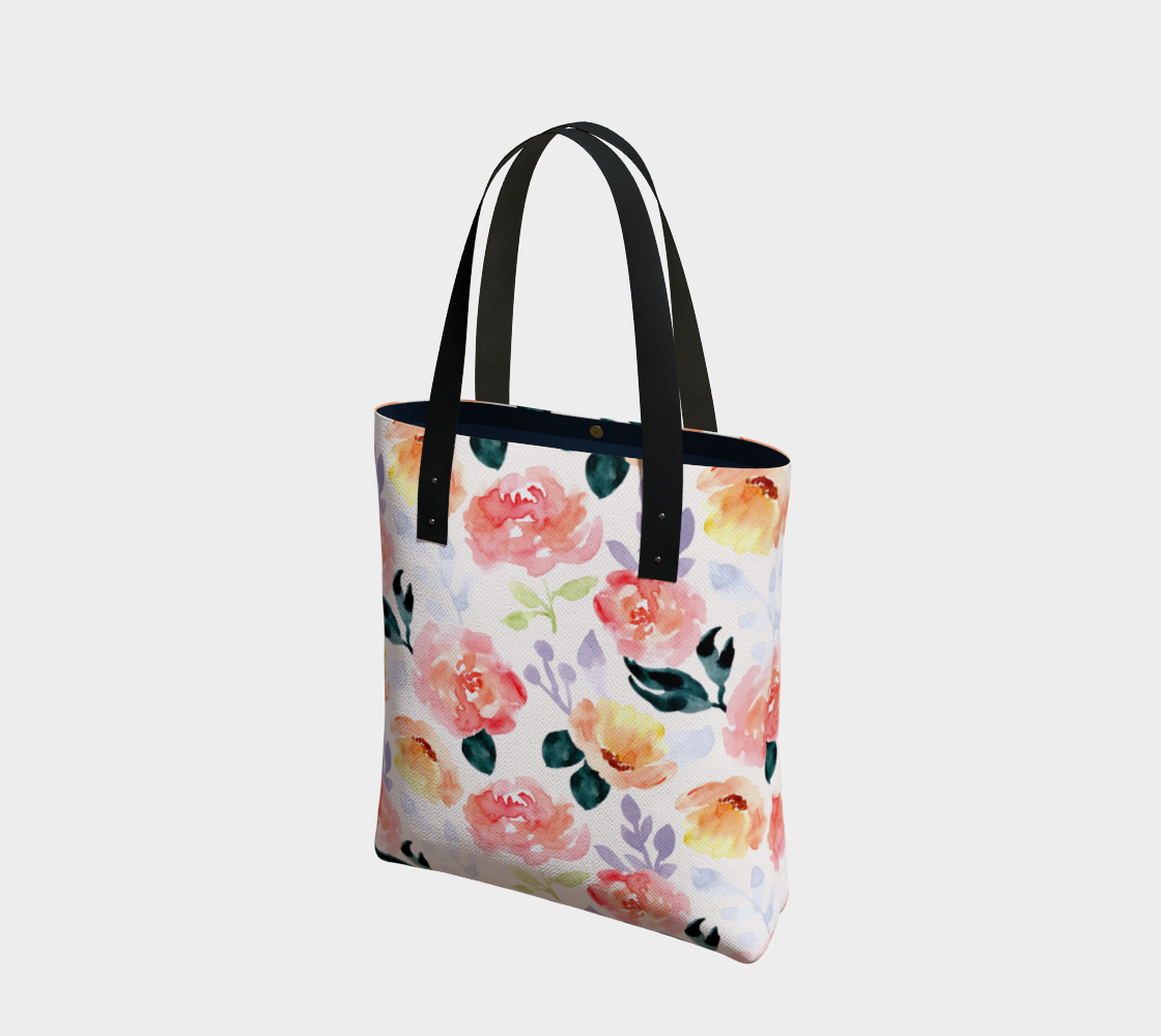 Summer Roses Watercolor Tote Bag preview