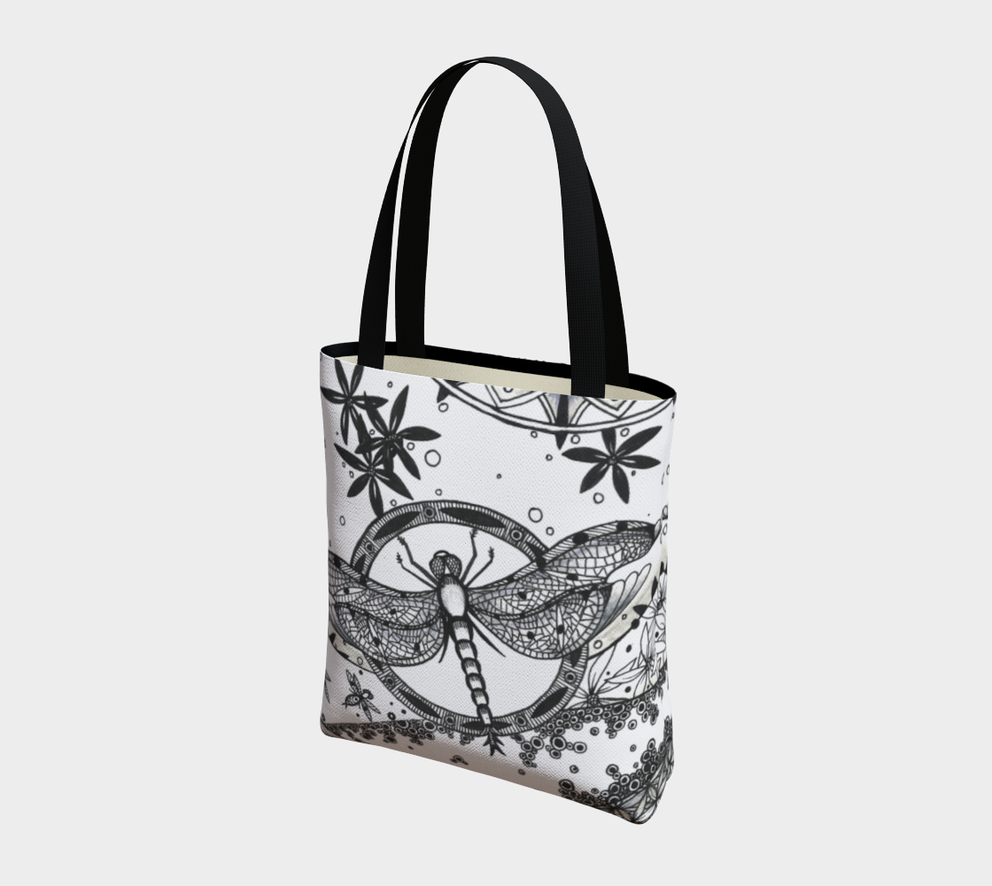 Dragonfly Mandala Monochrome Classy Tote Bag preview #3