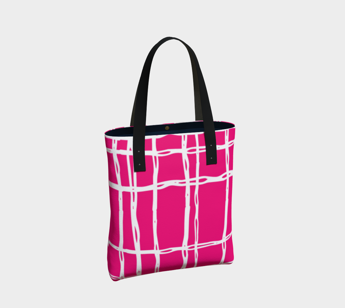 Pink and White Geometric Line Pattern Tote Bag preview #2