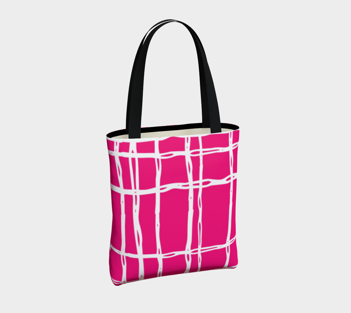 Pink and White Geometric Line Pattern Tote Bag preview #4