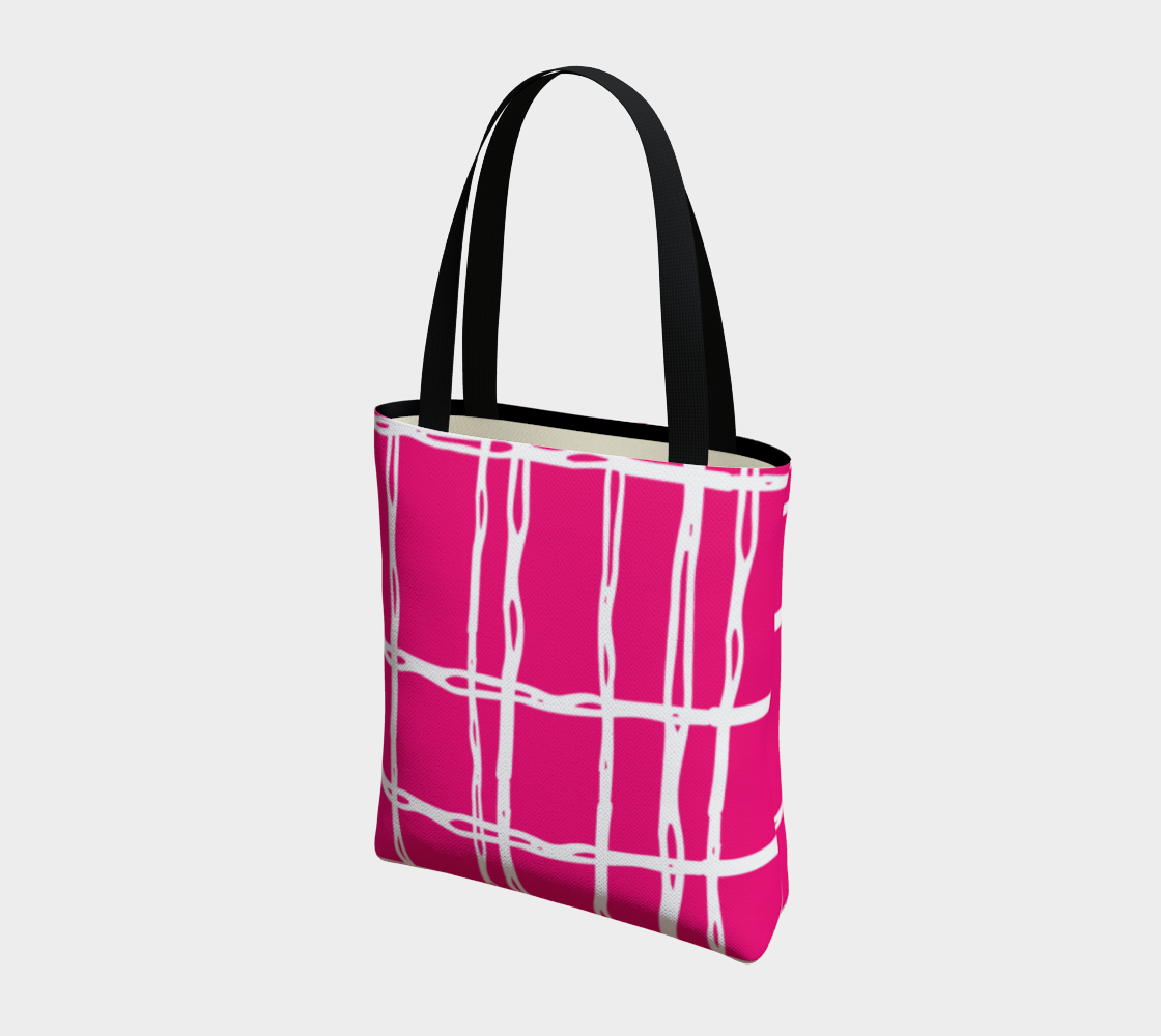 Pink and White Geometric Line Pattern Tote Bag preview #3