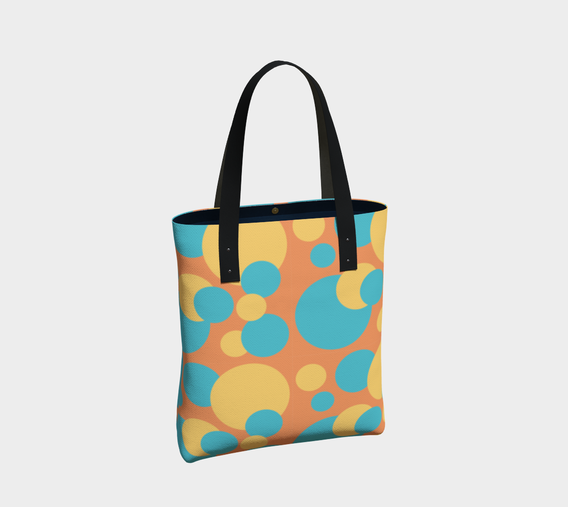 Retro Tote Bag in Blue and Yellow Dot Pattern preview #2