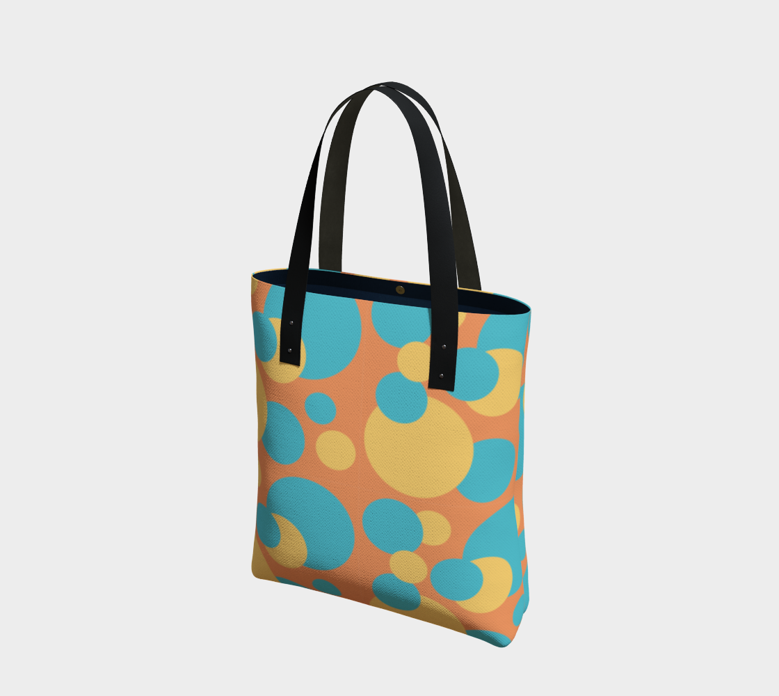 Retro Tote Bag in Blue and Yellow Dot Pattern preview #1