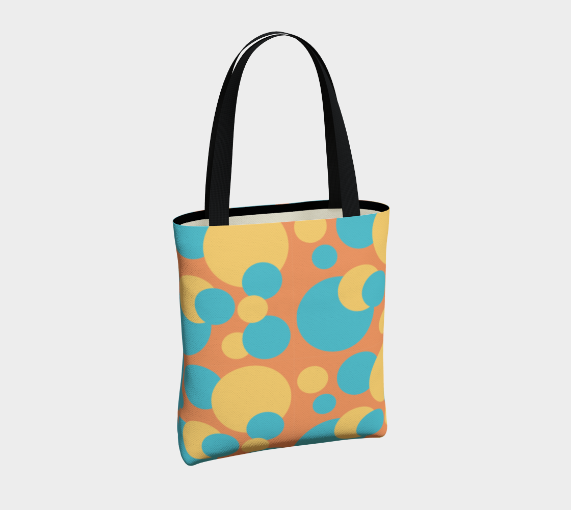 Retro Tote Bag in Blue and Yellow Dot Pattern preview #4