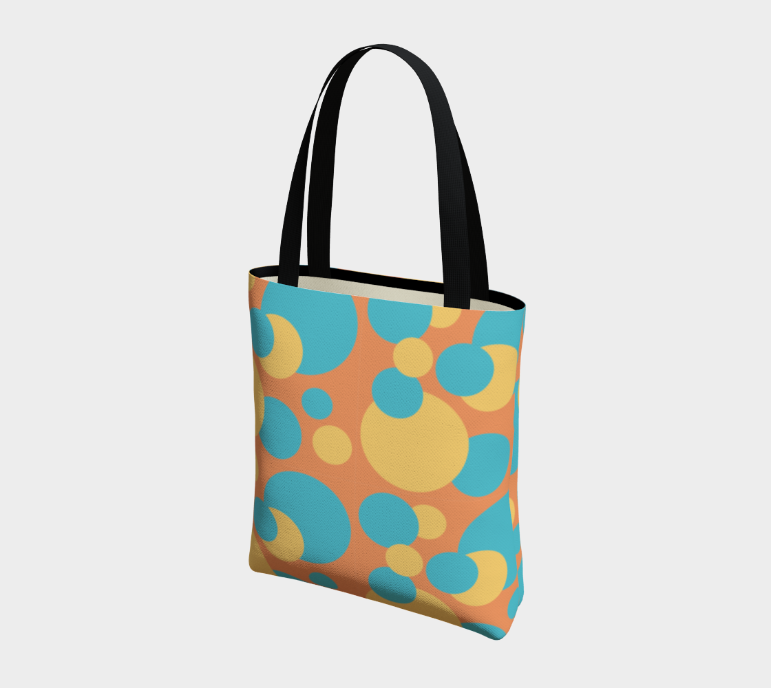 Retro Tote Bag in Blue and Yellow Dot Pattern preview #3