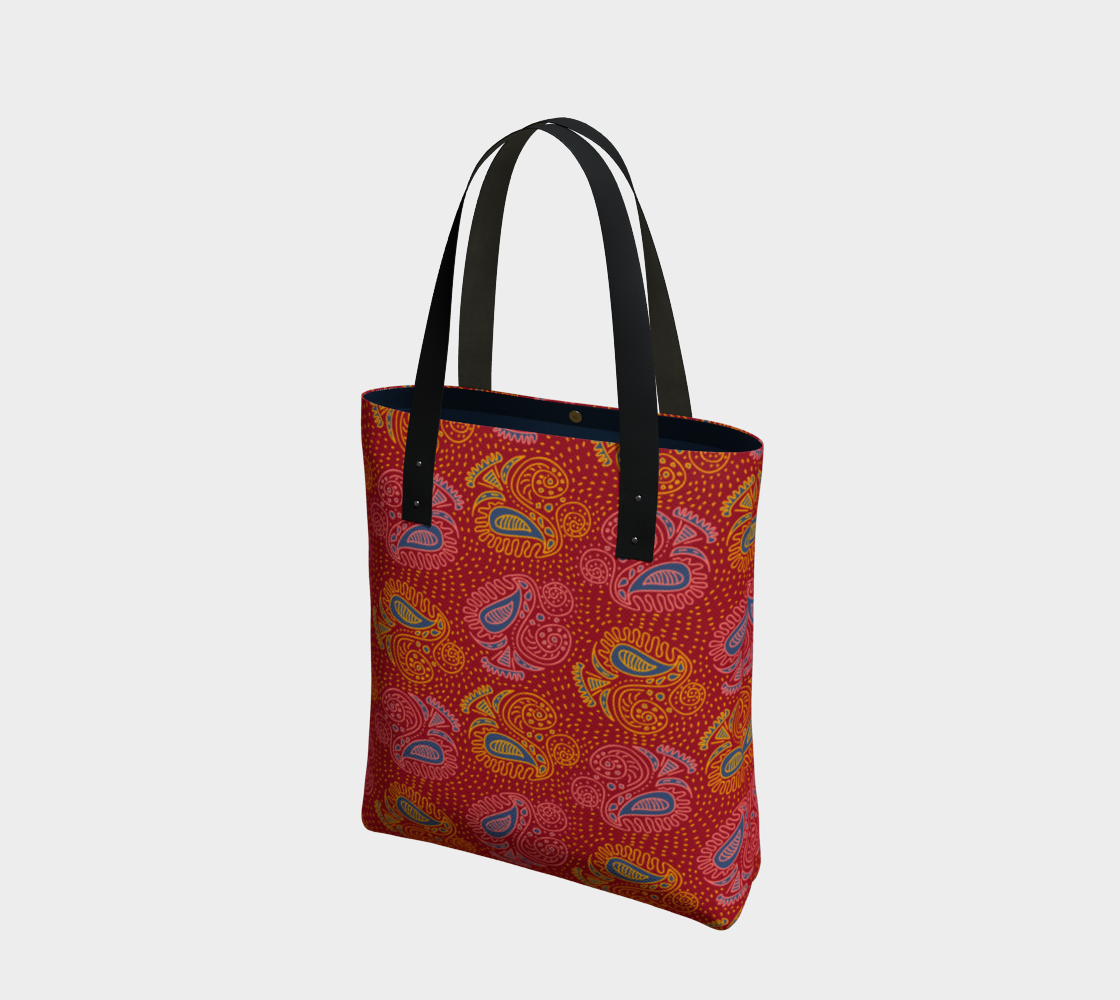 Colorful Red Gypsy Tribal Paisley Tote Bag preview