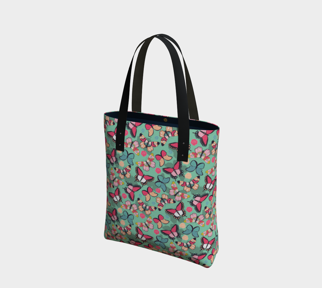 Vintage Butterflies On Sea Green Background Tote Bag preview