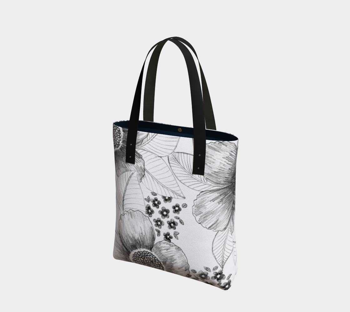 Luxurious flowers black and white tote bag preview