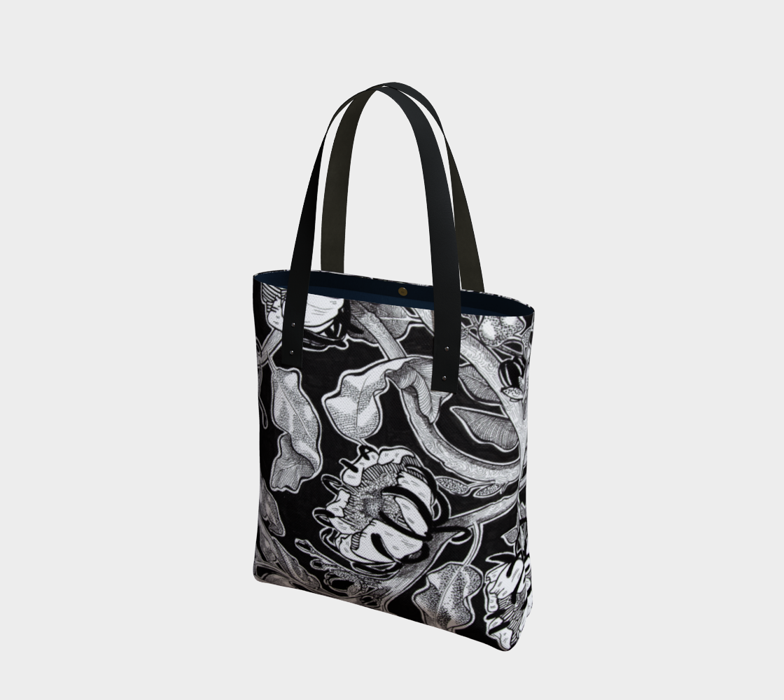 Black floral tote preview