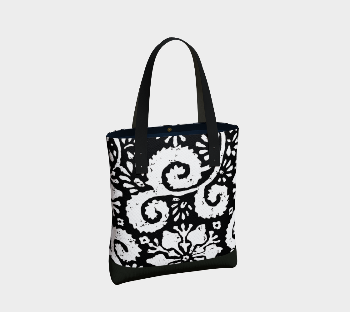 Aperçu de Sac - Design floral noir #2