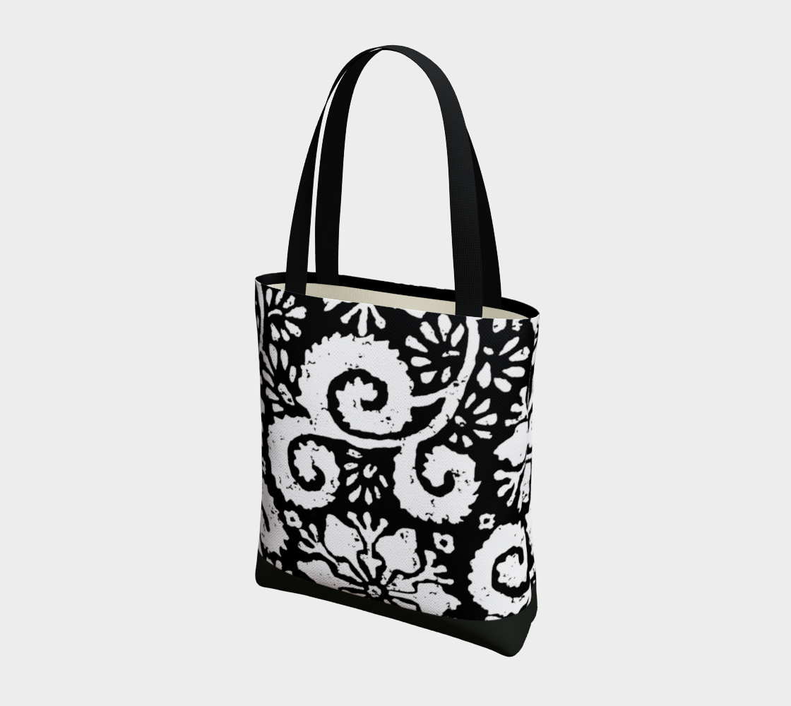 Aperçu de Sac - Design floral noir #3