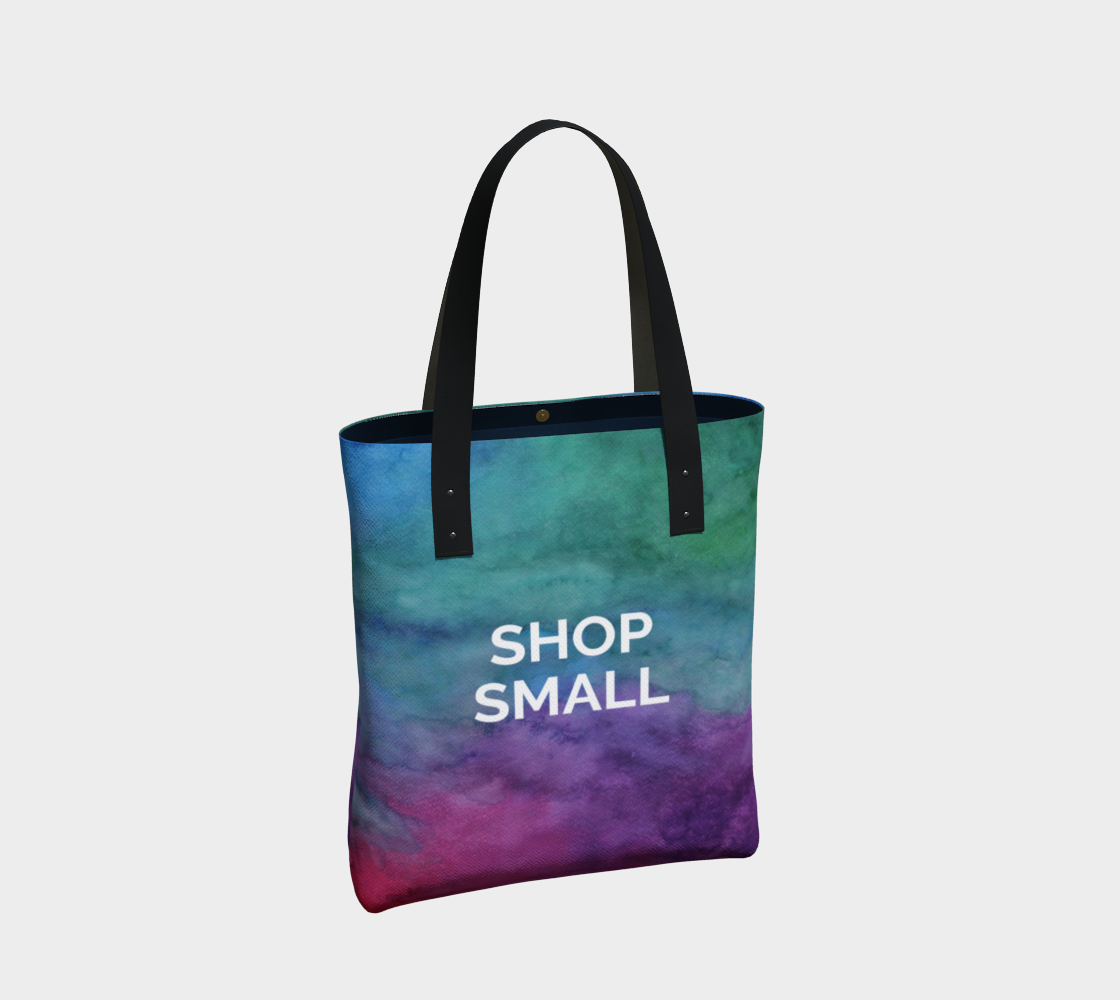 Shop Small - multicolour watercolour background with white text preview #2
