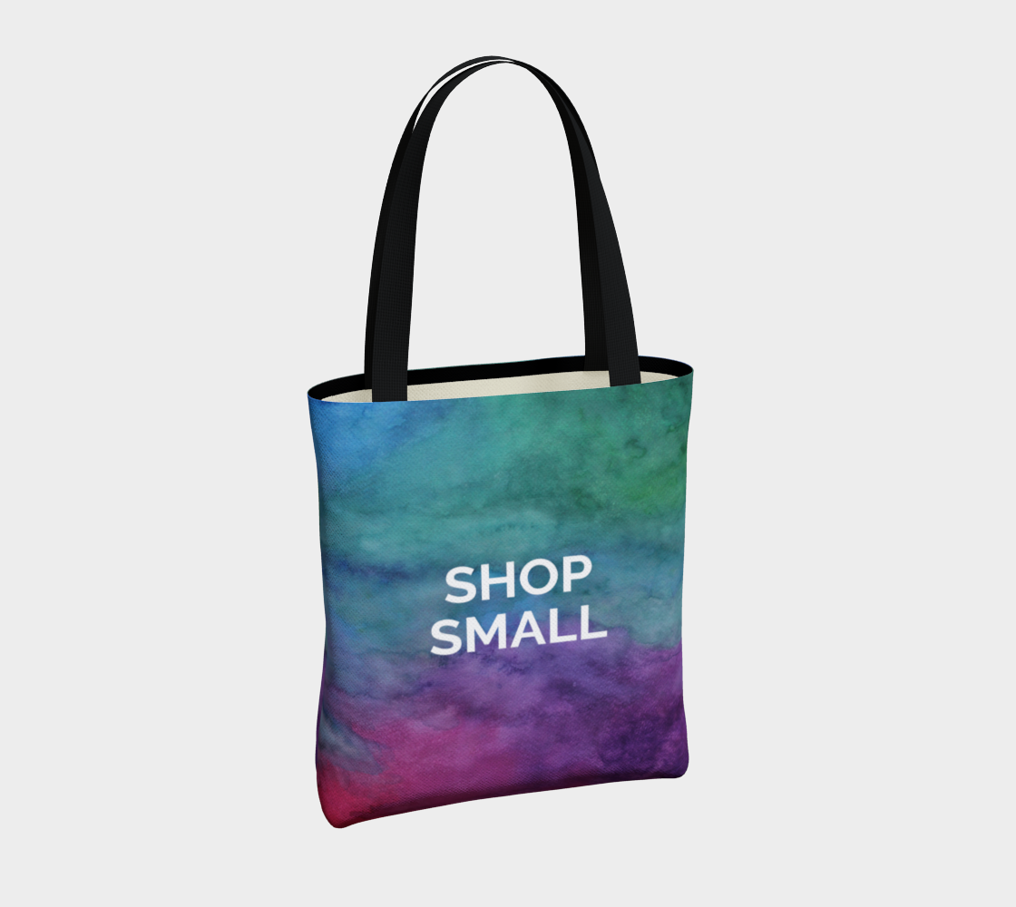 Shop Small - multicolour watercolour background with white text preview #4
