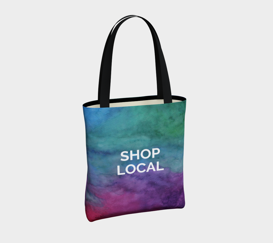 Shop Local - multicolour watercolour background with white text preview #4