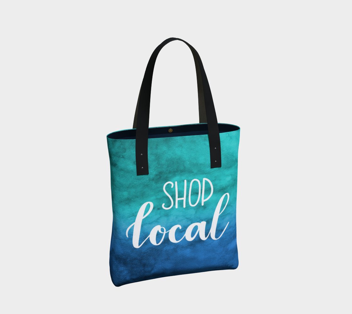 Shop Local - blue-green watercolour background with white lettering preview #2