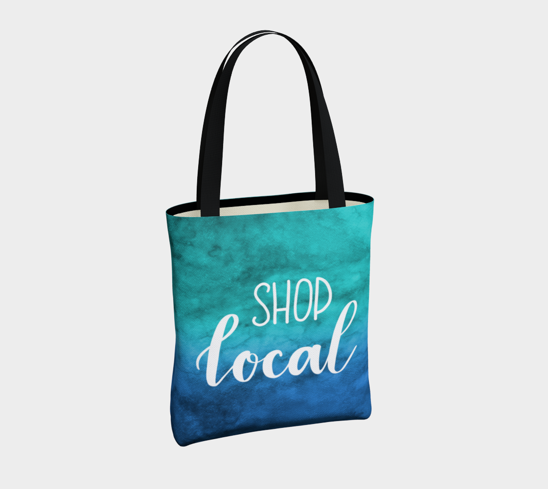 Shop Local - blue-green watercolour background with white lettering preview #4